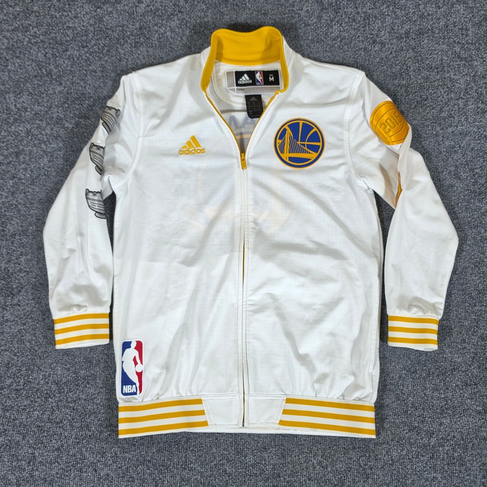 Official 2015 Adidas Golden State Warriors NBA Champions Jacket White Men Medium